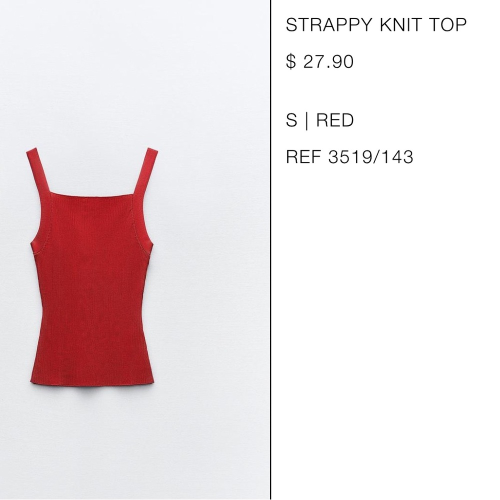NWOT red Zara tank size S